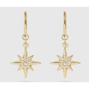 18K Gold Plated Huggie with Compass Charm Earrings